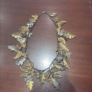 Elegant Gold and Silver Leaf Necklace